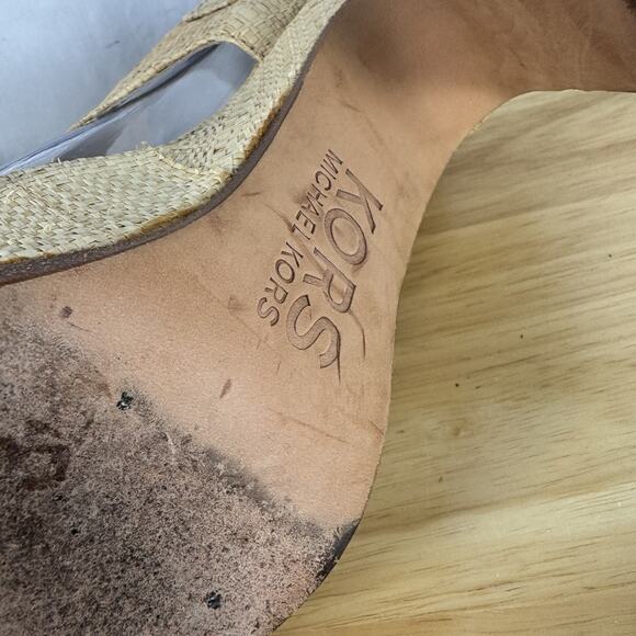 Michael Kors Dillon Raffia High Heel Sandals Women’s 8.5M Natural Slingback - Picture 7 of 12